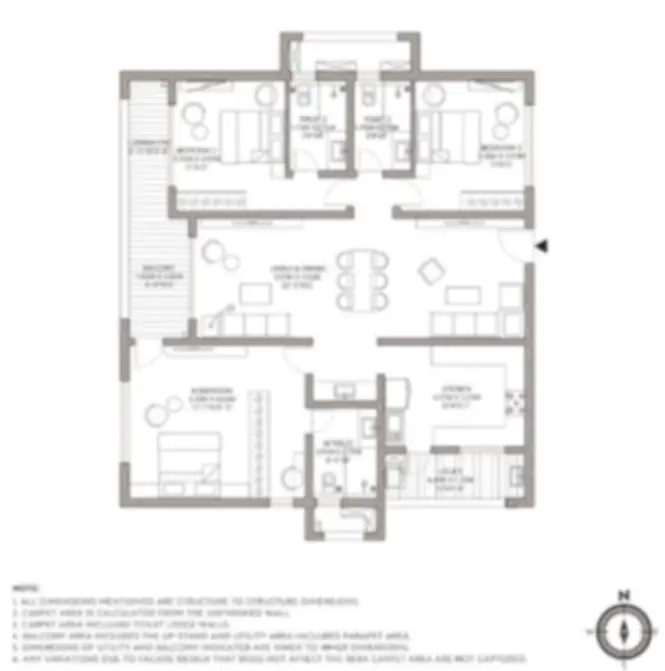 Godrej Neopolis 3 BHK Apartment floor plan by Godrej Properties located at Neopolis, close to Neopolis circle, Hyderabad Telangana