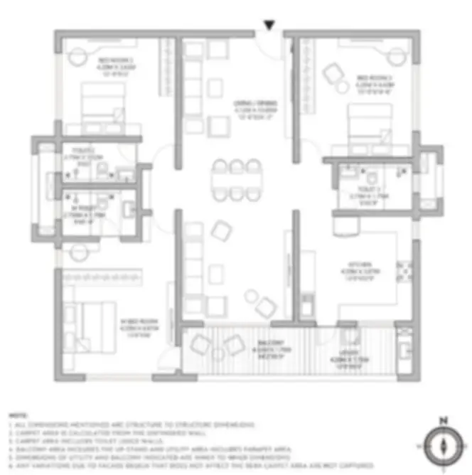 Godrej Neopolis 3.5 BHK Apartment floor plan by Godrej Properties located at Neopolis, close to Neopolis circle, Hyderabad Telangana